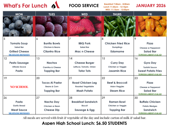 AHS Lunch Menu